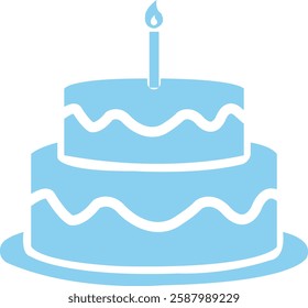 Birthday cake clip art design on plain white transparent isolated background for card, shirt, hoodie, sweatshirt, apparel, tag, mug, icon, poster or badge