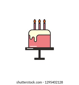 birthday cake color line icon. celebration food vector illustration. Editable Stroke. simple design symbol
