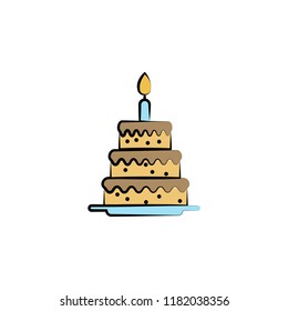 birthday cake colored icon. Element of birthday icon for mobile concept and web apps. Color birthday cake icon can be used for web and mobile on white background