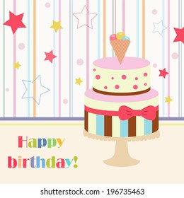 Birthday cake - colorful vector background