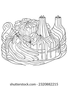 Birthday cake coloring page for kids. Birthday cake coloring page for adults. Happy birthday