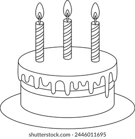 Birthday cake coloring page for kids