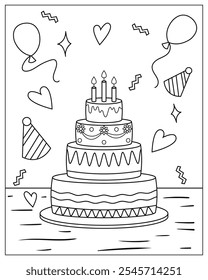 birthday cake coloring pages for kids