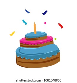 birthday cake with confetti. cake. food vector illustration