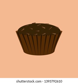 Birthday cake cupcake. Sweet tasty cupcake for birthday party. Delicious dessert with cream. Muffin snack. Vector illustration - EPS 10