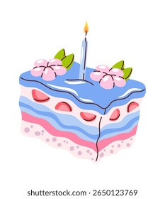 Bolo de aniversário flores decoradas, velas