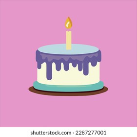 Birthday Cake design with Cartoon candles. Birthday cake hand drawn vector illustration