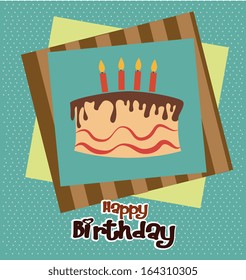 birthday cake design over dotted background vector illustration 