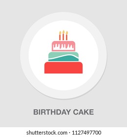 birthday cake, birthday dessert - vector bakery symbol, delicious sweet illustration