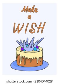 Birthday cake dessert, Vector illustration