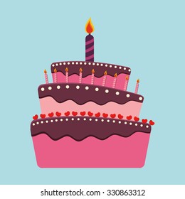 Birthday cake and desserts icon design, vector illustration.