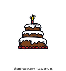birthday cake doodle icon