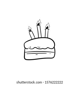 birthday cake doodle icon vector hand drawing 