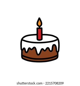 birthday cake doodle icon, vector illustration