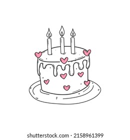 Birthday cake in doodle style