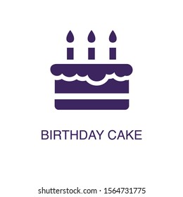 Birthday cake element in flat simple style on white background. Birthday cake icon, with text name concept template