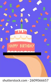 Birthday cake festive colorful illustration
