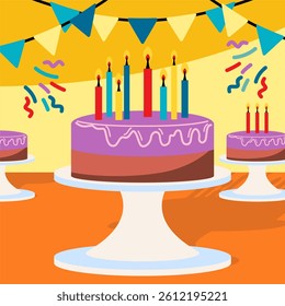 Birthday cake festive colorful illustration