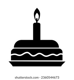Icono relleno de pastel de cumpleaños, signo de vector, ilustración plana sobre fondo blanco..eps