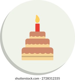 Icono de estilo de círculo plano de pastel de cumpleaños