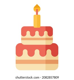 birthday cake flat clipart vector illustration