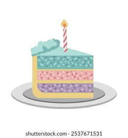 Birthday cake flat design.  Party Icon in vintage style