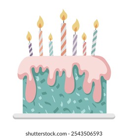 Birthday cake flat design.  Party Icon in vintage style