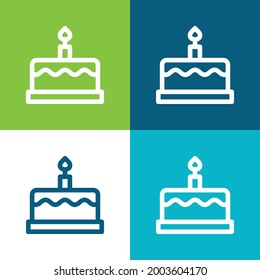 Torta de cumpleaños Plano cuatro colores conjunto de iconos mínimo