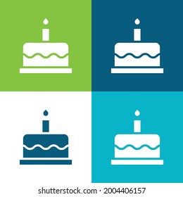 Torta de cumpleaños Plano cuatro colores conjunto de iconos mínimo