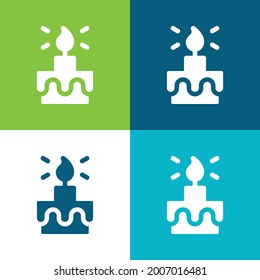 Birthday Cake Flat four color minimal icon set