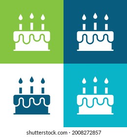 Torta de cumpleaños Plano cuatro colores conjunto de iconos mínimo