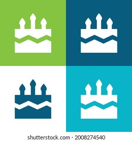 Birthday Cake Flat four color minimal icon set