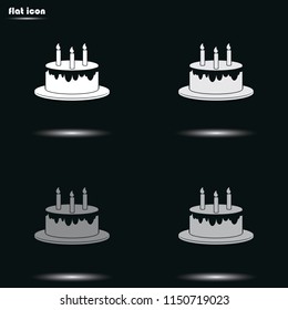Birthday cake flat grayscale vector icon.