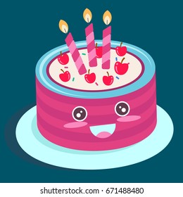 Birthday cake. Flat icon design. vector illustration