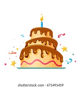 Birthday cake. Flat icon design. vector illustration