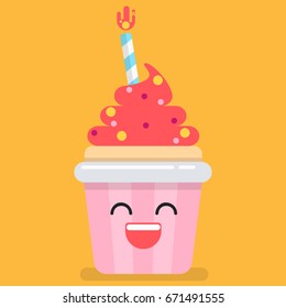 Birthday cake. Flat icon design. vector illustration