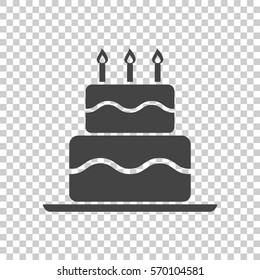 Birthday cake flat icon. Fresh pie muffin on isolated background