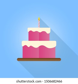 birthday cake flat icon with long shadow, eps10