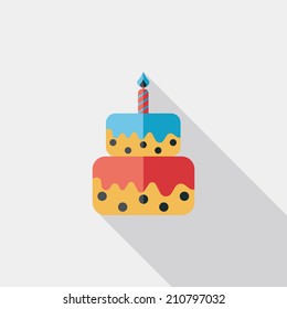 birthday cake flat icon with long shadow,eps10