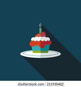 birthday cake flat icon with long shadow,eps10