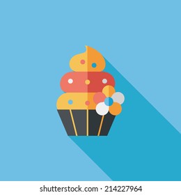 birthday cake flat icon with long shadow,eps10