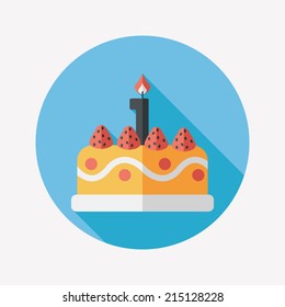 Birthday Cake Flat Icon With Long Shadow,eps10