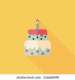 birthday cake flat icon with long shadow,eps10