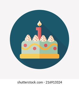 birthday cake flat icon with long shadow,eps10