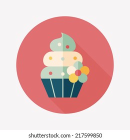 birthday cake flat icon with long shadow,eps10