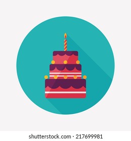 birthday cake flat icon with long shadow,eps10