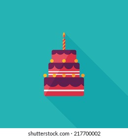 birthday cake flat icon with long shadow,eps10