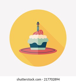 birthday cake flat icon with long shadow,eps10
