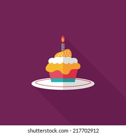 birthday cake flat icon with long shadow,eps10