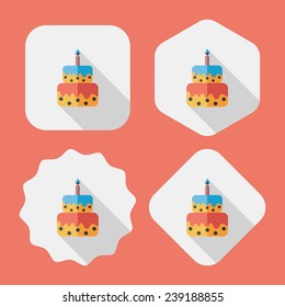 birthday cake flat icon with long shadow, eps10